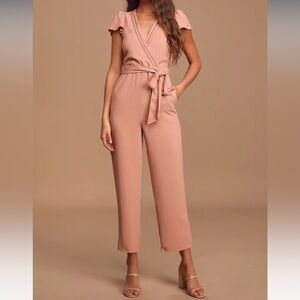 Lulus One in a Million Mauve Pink Short Sleeve Jumpsuit - M